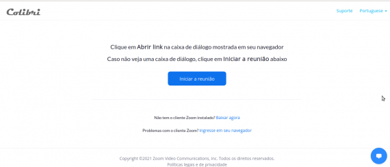 PrintScreen do topo do site Zoom